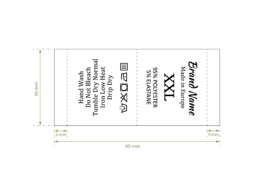 Etiqueta de composición con tamaño Modelo TC-M31